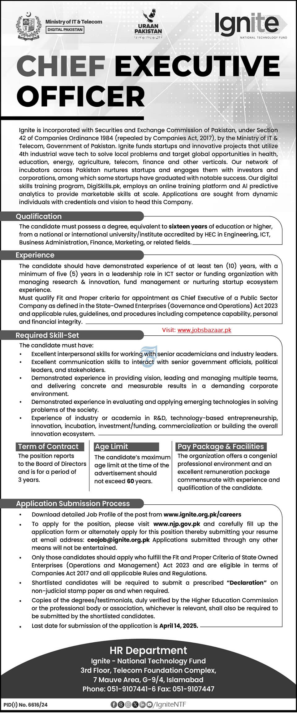 IGNITE NATIONAL TECHNOLOGY FUND, CEO IGNITE POSITION VACANT 2025